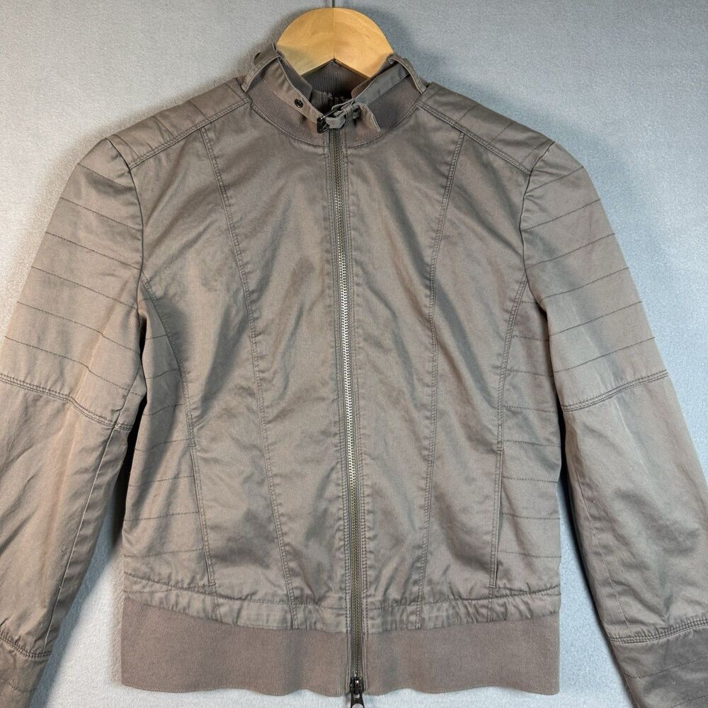 Armani Exchange AX Women’s Sz S Light Gray Moto Jacket Full Zip Lightweight